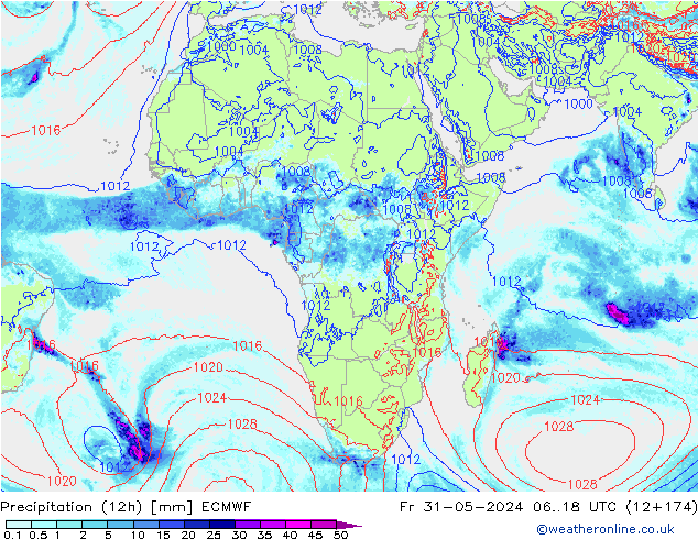 Nied. akkumuliert (12Std) ECMWF Fr 31.05.2024 18 UTC