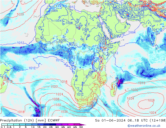 Yağış (12h) ECMWF Cts 01.06.2024 18 UTC