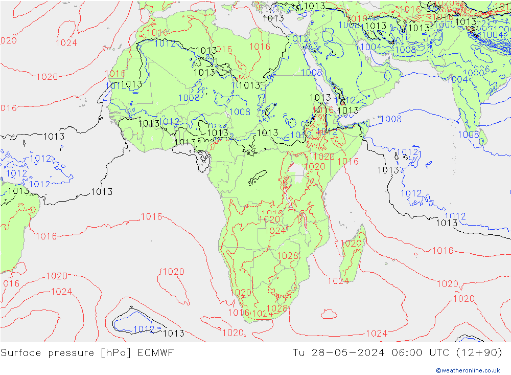 Luchtdruk (Grond) ECMWF di 28.05.2024 06 UTC