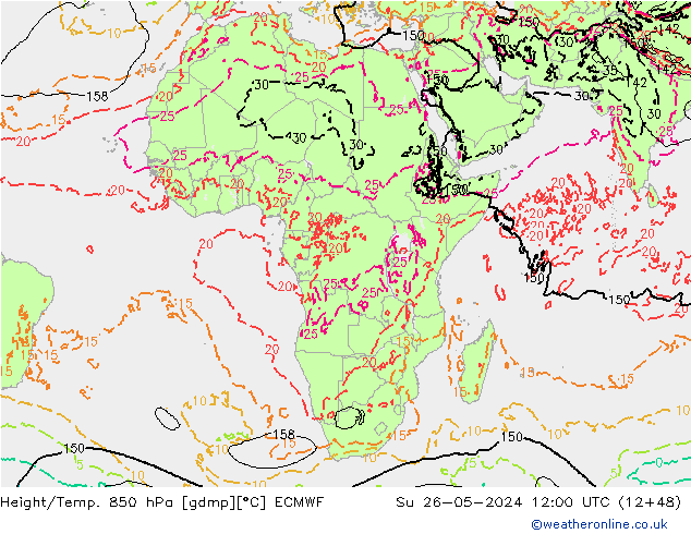 Z500/Rain (+SLP)/Z850 ECMWF Su 26.05.2024 12 UTC