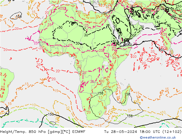 Z500/Rain (+SLP)/Z850 ECMWF вт 28.05.2024 18 UTC