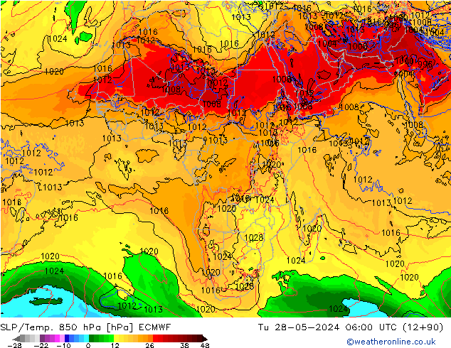 SLP/Temp. 850 hPa ECMWF di 28.05.2024 06 UTC