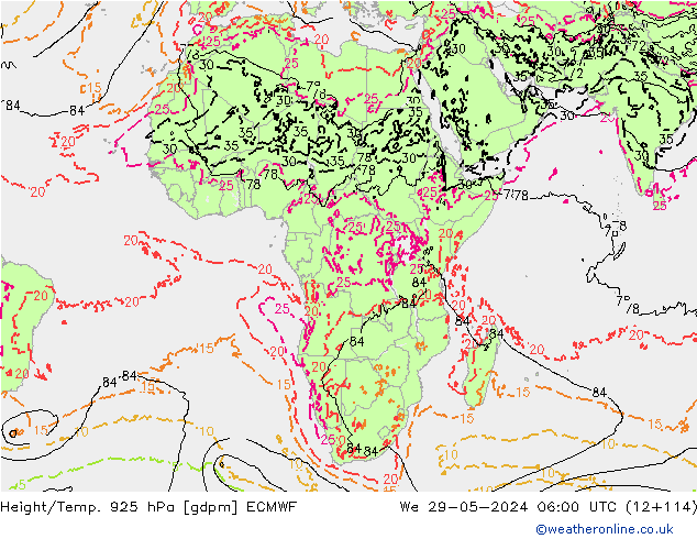 Height/Temp. 925 hPa ECMWF  29.05.2024 06 UTC