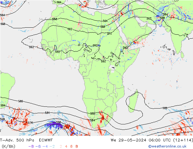 T-Adv. 500 hPa ECMWF mer 29.05.2024 06 UTC