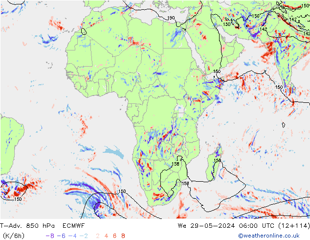 T-Adv. 850 hPa ECMWF We 29.05.2024 06 UTC