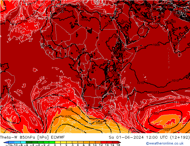 Theta-W 850hPa ECMWF Cts 01.06.2024 12 UTC