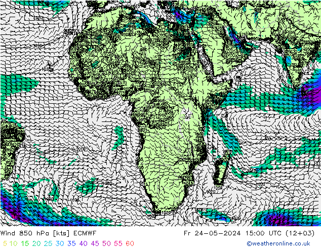 Wind 850 hPa ECMWF Fr 24.05.2024 15 UTC