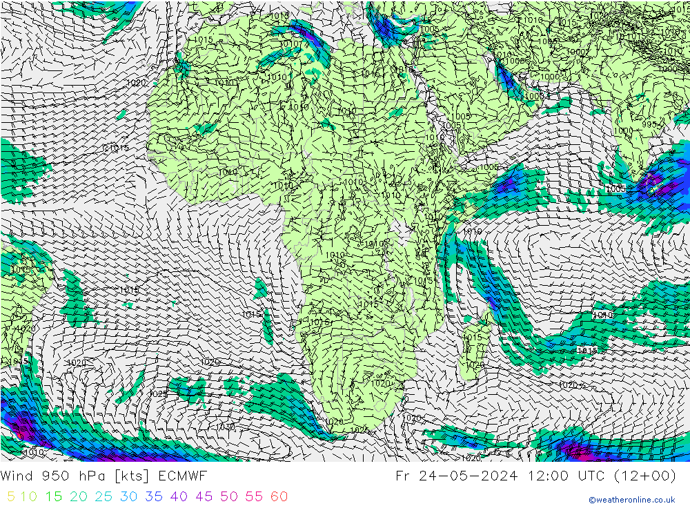 Viento 950 hPa ECMWF vie 24.05.2024 12 UTC