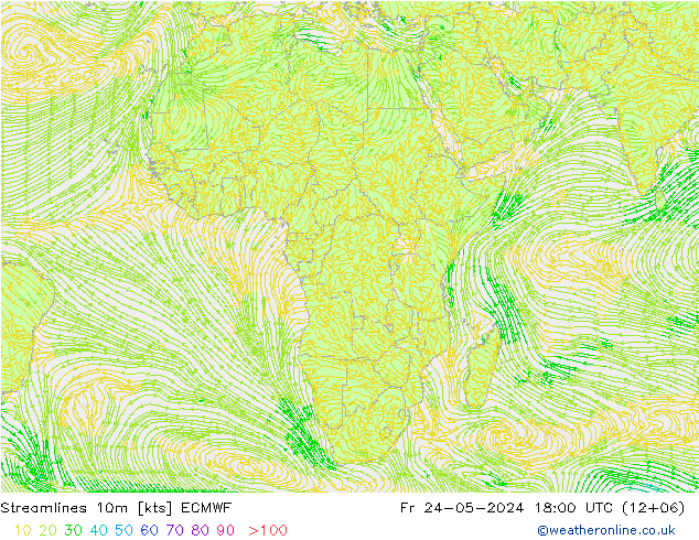 Streamlines 10m ECMWF Fr 24.05.2024 18 UTC