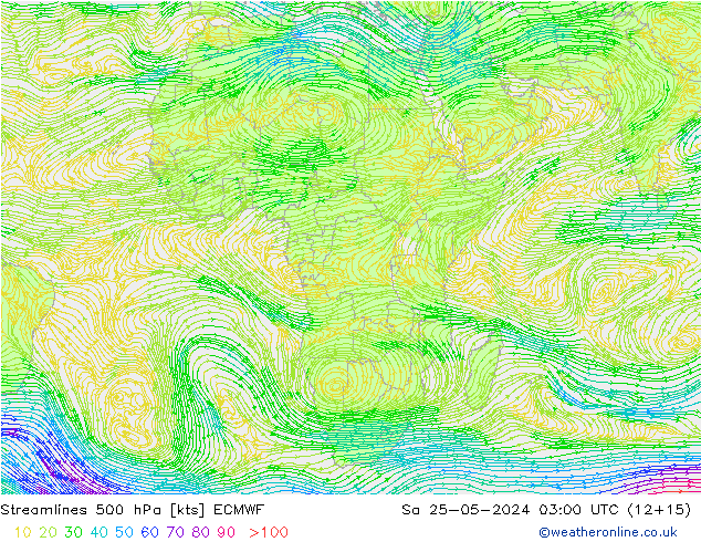 Streamlines 500 hPa ECMWF So 25.05.2024 03 UTC