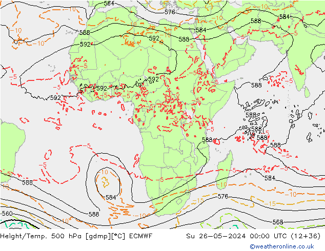 Yükseklik/Sıc. 500 hPa ECMWF Paz 26.05.2024 00 UTC