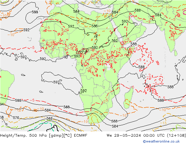 Z500/Yağmur (+YB)/Z850 ECMWF Çar 29.05.2024 00 UTC