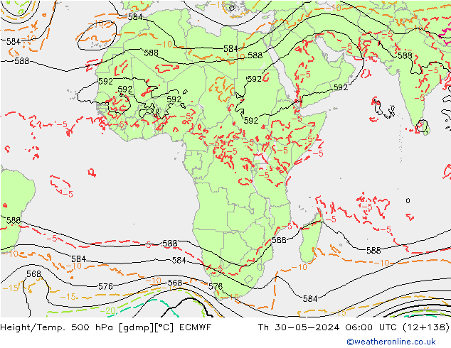 Z500/Rain (+SLP)/Z850 ECMWF Qui 30.05.2024 06 UTC