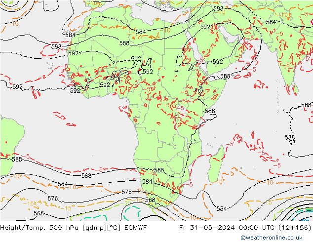 Height/Temp. 500 hPa ECMWF Sex 31.05.2024 00 UTC