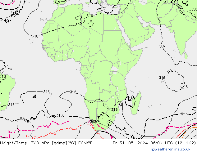 Height/Temp. 700 hPa ECMWF  31.05.2024 06 UTC