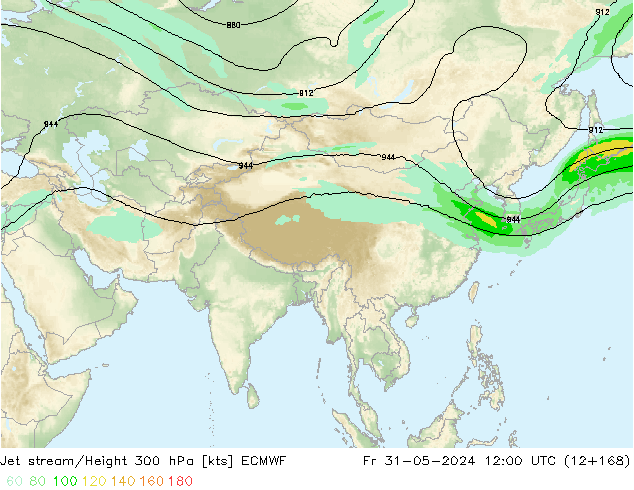 Prąd strumieniowy ECMWF pt. 31.05.2024 12 UTC