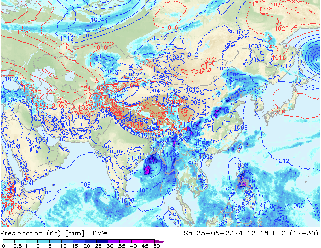 Z500/Rain (+SLP)/Z850 ECMWF Sa 25.05.2024 18 UTC