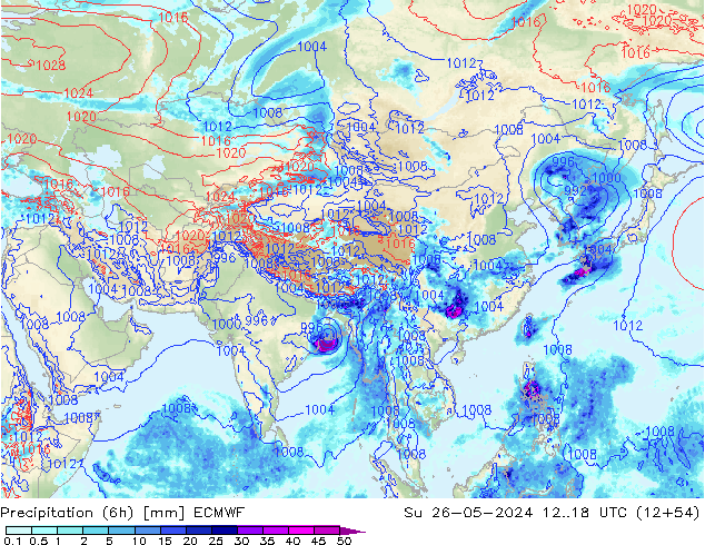 Z500/Rain (+SLP)/Z850 ECMWF Вс 26.05.2024 18 UTC