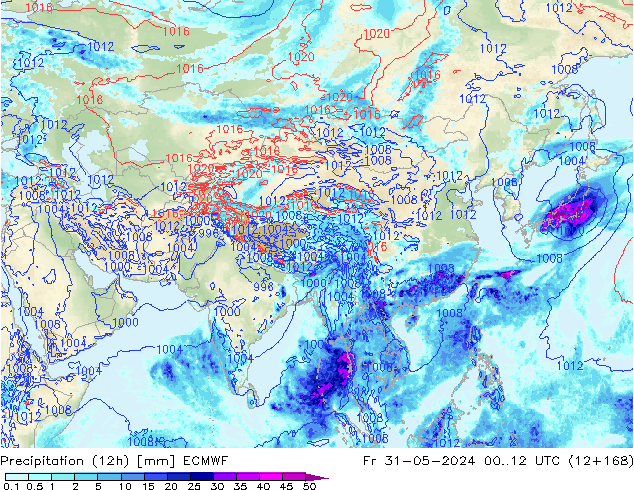 Précipitation (12h) ECMWF ven 31.05.2024 12 UTC