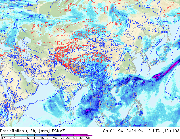 Yağış (12h) ECMWF Cts 01.06.2024 12 UTC