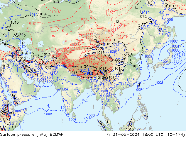 Atmosférický tlak ECMWF Pá 31.05.2024 18 UTC