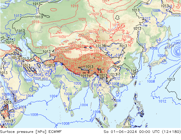 Surface pressure ECMWF Sa 01.06.2024 00 UTC