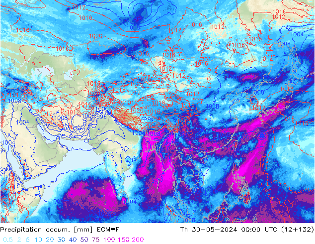 Precipitación acum. ECMWF jue 30.05.2024 00 UTC