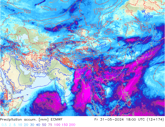 Précipitation accum. ECMWF ven 31.05.2024 18 UTC