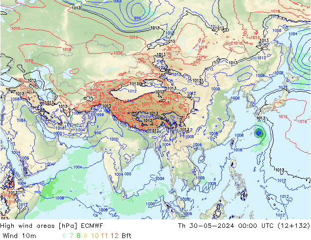 Windvelden ECMWF do 30.05.2024 00 UTC