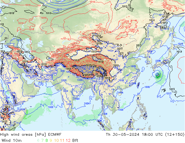 High wind areas ECMWF gio 30.05.2024 18 UTC