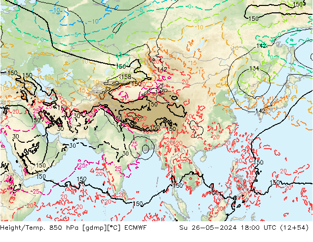 Z500/Rain (+SLP)/Z850 ECMWF Вс 26.05.2024 18 UTC