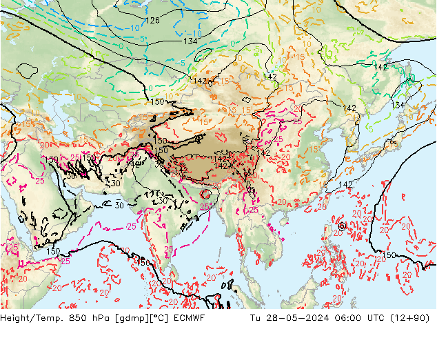 Z500/Rain (+SLP)/Z850 ECMWF  28.05.2024 06 UTC