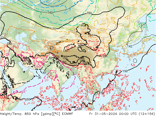 Z500/Rain (+SLP)/Z850 ECMWF  31.05.2024 00 UTC