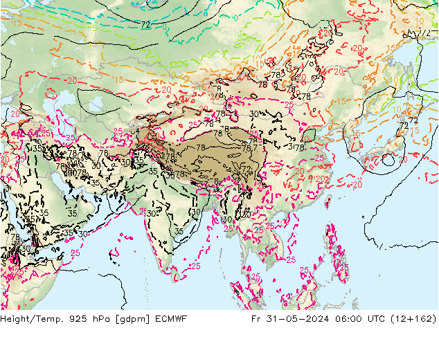 Yükseklik/Sıc. 925 hPa ECMWF Cu 31.05.2024 06 UTC