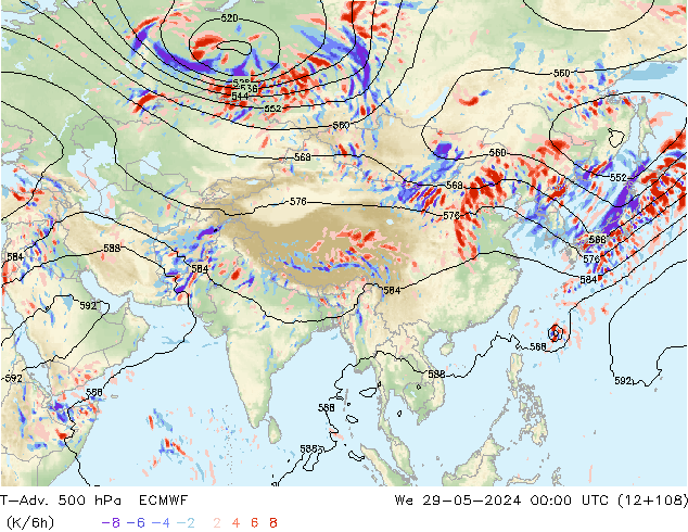 T-Adv. 500 hPa ECMWF Mi 29.05.2024 00 UTC