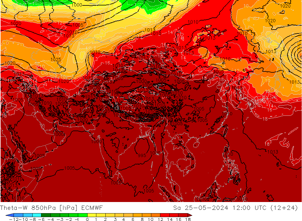 Theta-W 850hPa ECMWF Sáb 25.05.2024 12 UTC