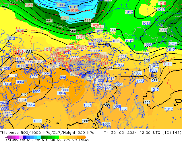 Thck 500-1000hPa ECMWF Th 30.05.2024 12 UTC