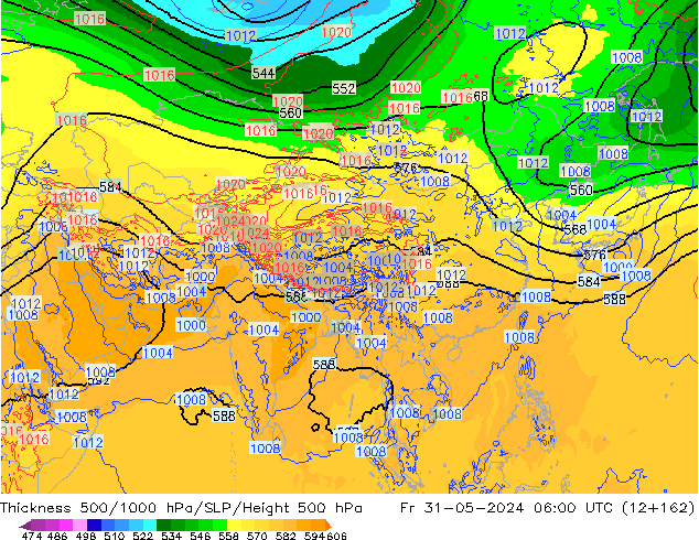 500-1000 hPa Kalınlığı ECMWF Cu 31.05.2024 06 UTC