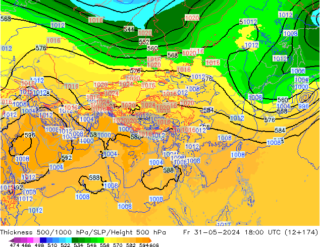 500-1000 hPa Kalınlığı ECMWF Cu 31.05.2024 18 UTC