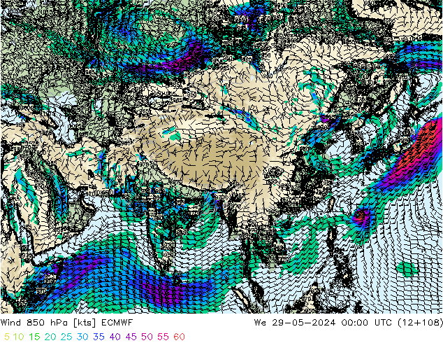 Rüzgar 850 hPa ECMWF Çar 29.05.2024 00 UTC