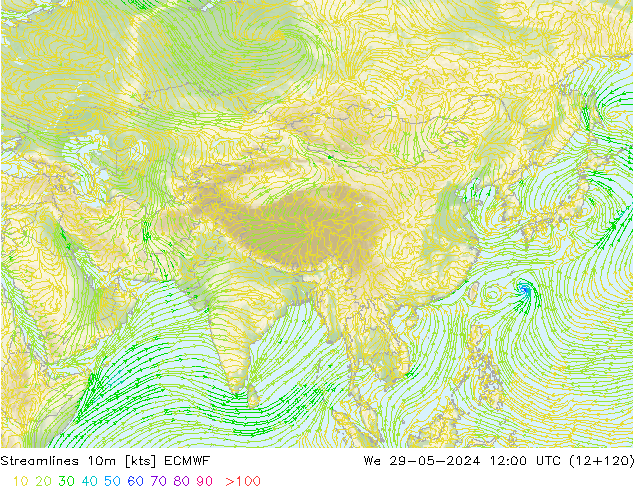 Streamlines 10m ECMWF St 29.05.2024 12 UTC