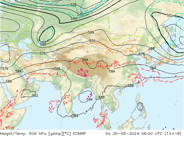 Height/Temp. 500 hPa ECMWF Sáb 25.05.2024 06 UTC