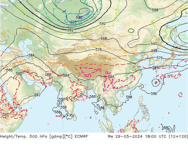 Z500/Rain (+SLP)/Z850 ECMWF We 29.05.2024 18 UTC