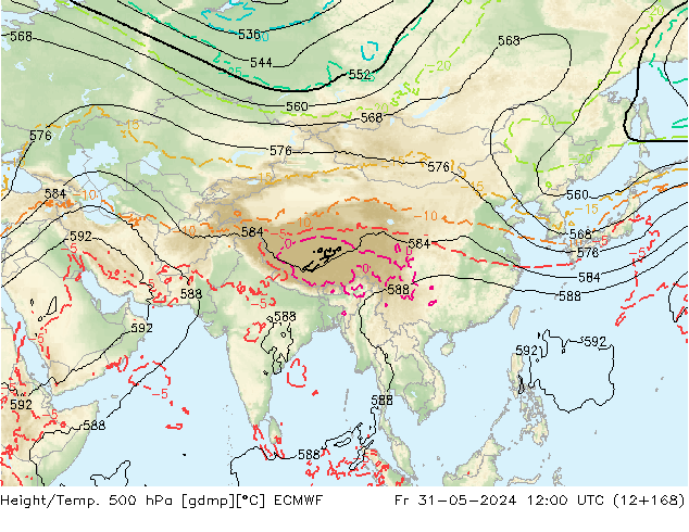 Z500/Regen(+SLP)/Z850 ECMWF vr 31.05.2024 12 UTC