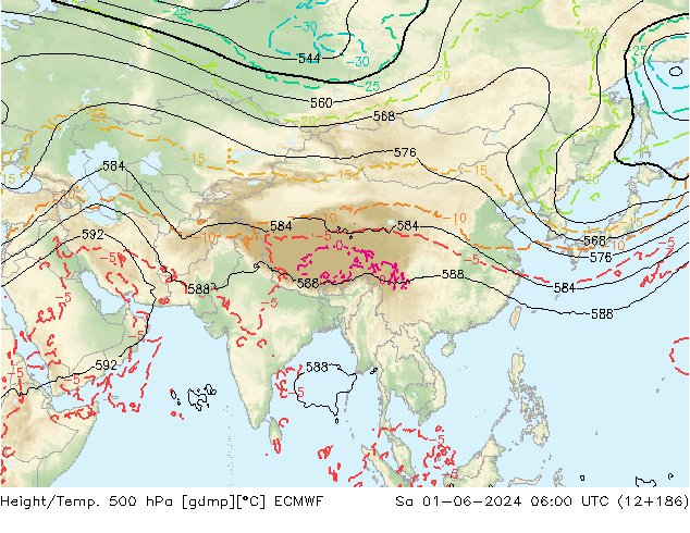 Z500/Rain (+SLP)/Z850 ECMWF sab 01.06.2024 06 UTC