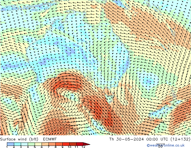  10 m (bft) ECMWF  30.05.2024 00 UTC