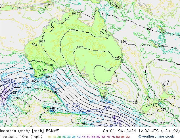 Isotachs (mph) ECMWF So 01.06.2024 12 UTC