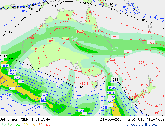 Jet stream ECMWF Sex 31.05.2024 12 UTC