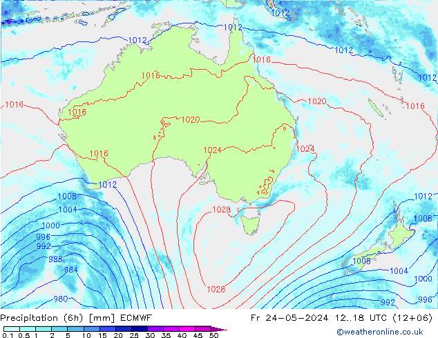 Z500/Rain (+SLP)/Z850 ECMWF Fr 24.05.2024 18 UTC