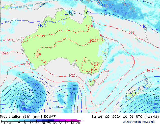 Yağış (6h) ECMWF Paz 26.05.2024 06 UTC